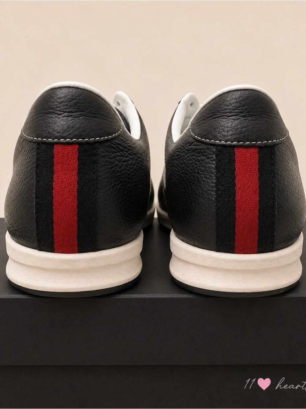 Gucci Leather Web Low Top Sneakers Men’s 11 Navy White Made in Italy 233326